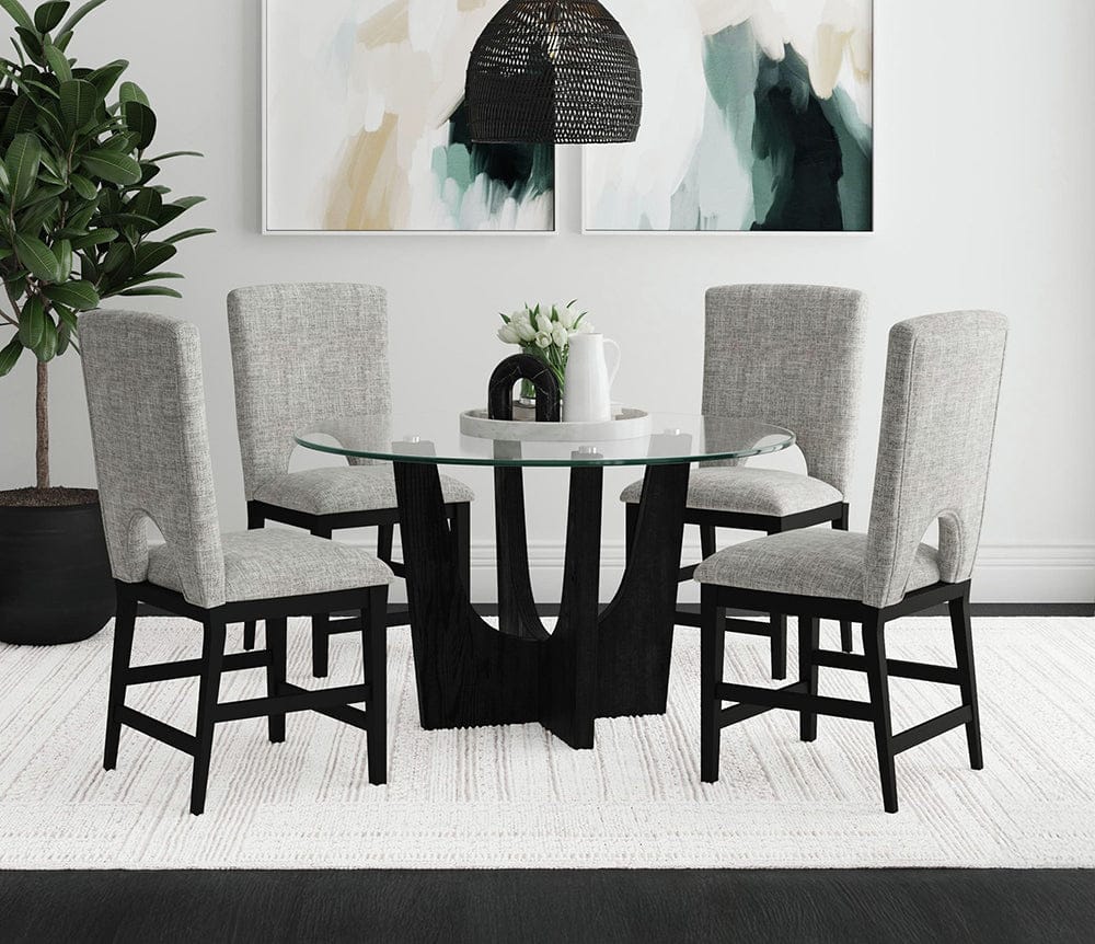 Picket House Furnishings -  Salem 5PC Counter Height Dining Set in Black-Round Counter Table with Glass Top and Four Chairs - D-17380-8-CT3-5PC view 5