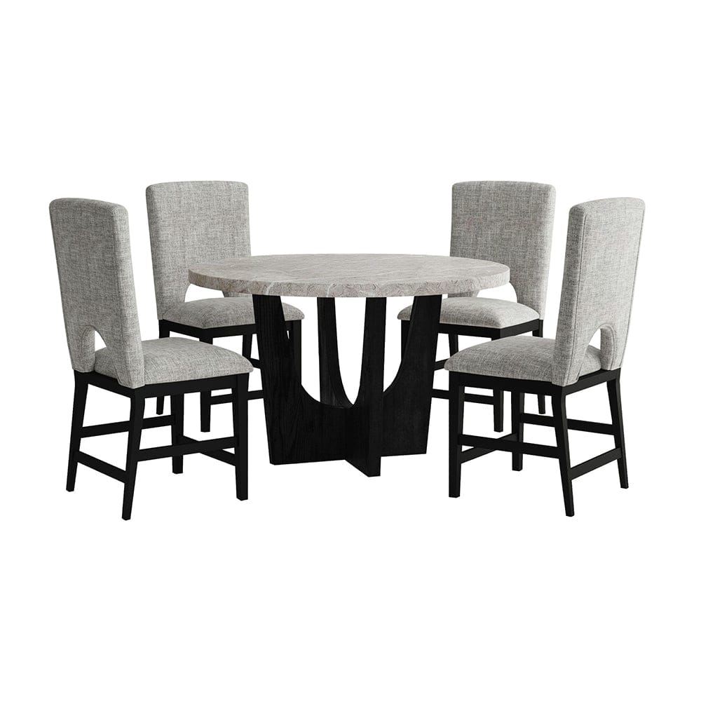 Picket House Furnishings -  Salem 5PC Counter Height Dining Set in Black-Round Counter Table with Grey Faux Marble Top and Four Chairs - D-17380-8-CT2-5PC view 1