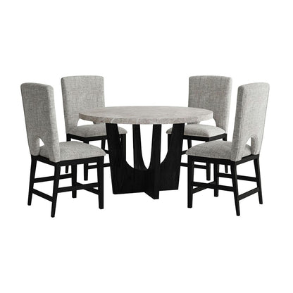 Picket House Furnishings -  Salem 5PC Counter Height Dining Set in Black-Round Counter Table with Grey Faux Marble Top and Four Chairs - D-17380-8-CT2-5PC view 1