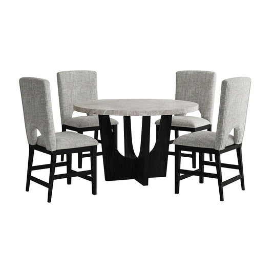 Picket House Furnishings -  Salem 5PC Counter Height Dining Set in Black-Round Counter Table with Grey Faux Marble Top and Four Chairs - D-17380-8-CT2-5PC view 1