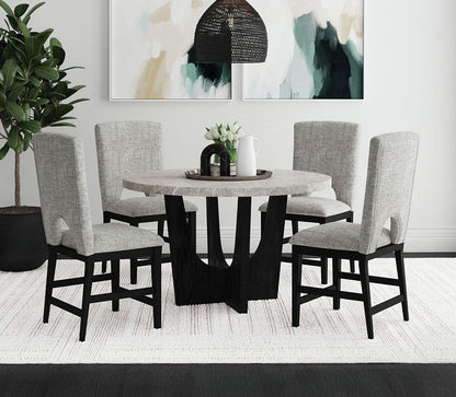 Picket House Furnishings -  Salem 5PC Counter Height Dining Set in Black-Round Counter Table with Grey Faux Marble Top and Four Chairs - D-17380-8-CT2-5PC view 6