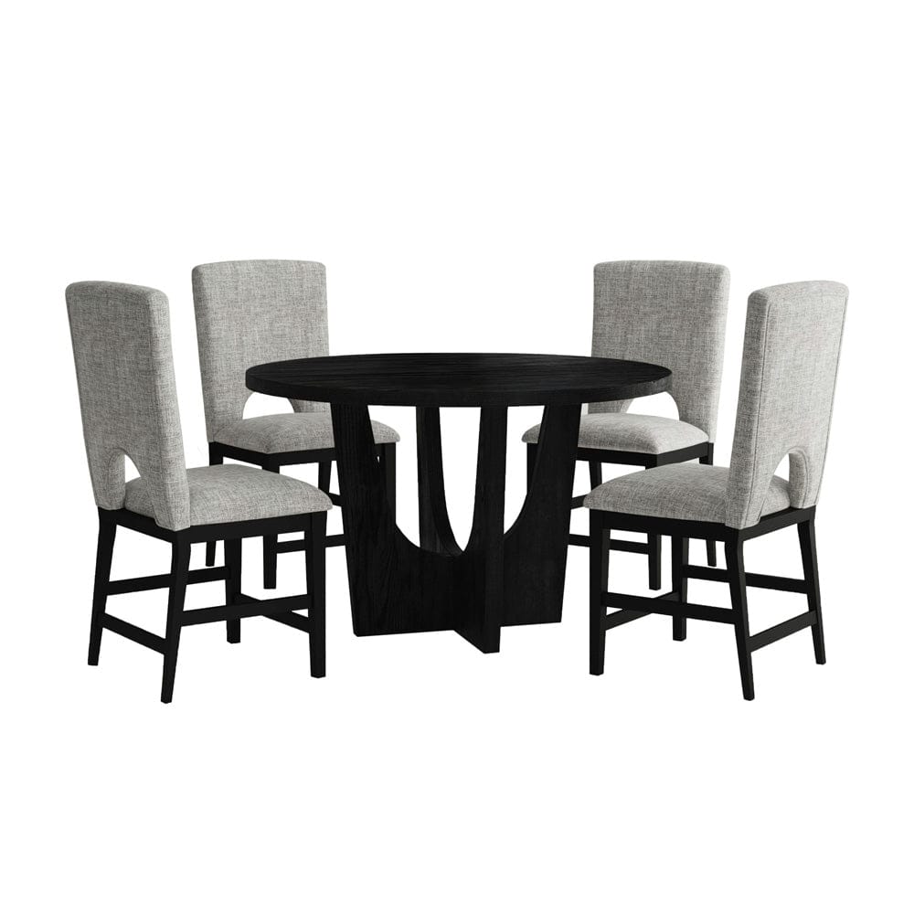 Picket House Furnishings -  Salem 5PC Counter Height Dining Set in Black-Round Counter Table with Wood Top and Four Chairs - D-17380-8-CT1-5PC view 1