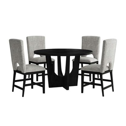 Picket House Furnishings -  Salem 5PC Counter Height Dining Set in Black-Round Counter Table with Wood Top and Four Chairs - D-17380-8-CT1-5PC view 1