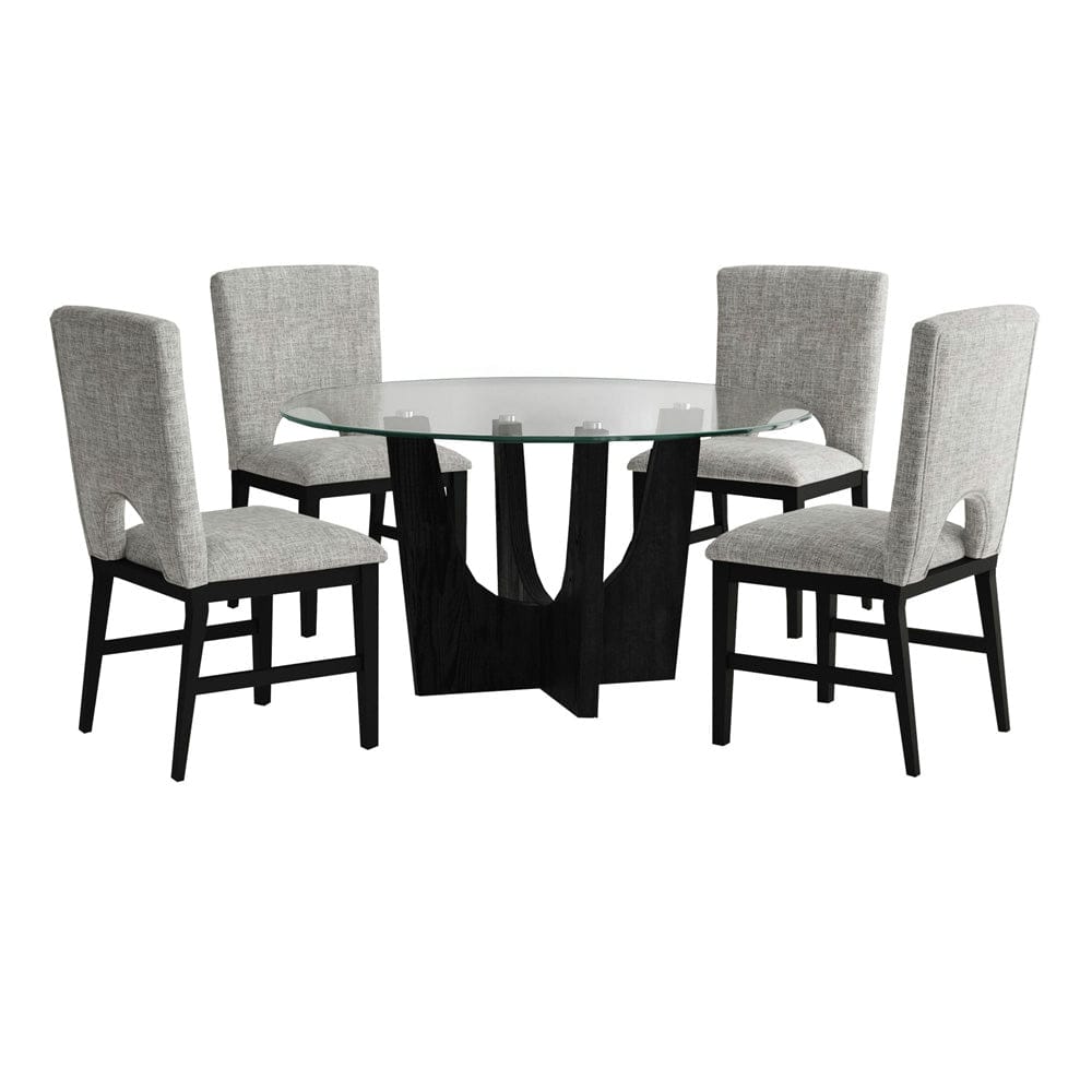 Picket House Furnishings -  Salem 5PC Standard Height Dining Set in Black-Round Table with Glass Top and Four Chairs - D-17380-8-DT3-5PC view 1