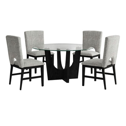 Picket House Furnishings -  Salem 5PC Standard Height Dining Set in Black-Round Table with Glass Top and Four Chairs - D-17380-8-DT3-5PC view 1