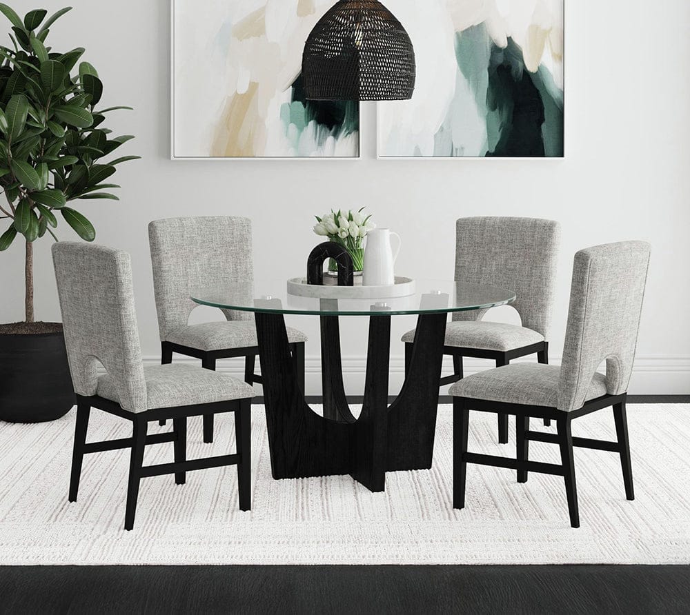 Picket House Furnishings -  Salem 5PC Standard Height Dining Set in Black-Round Table with Glass Top and Four Chairs - D-17380-8-DT3-5PC view 5
