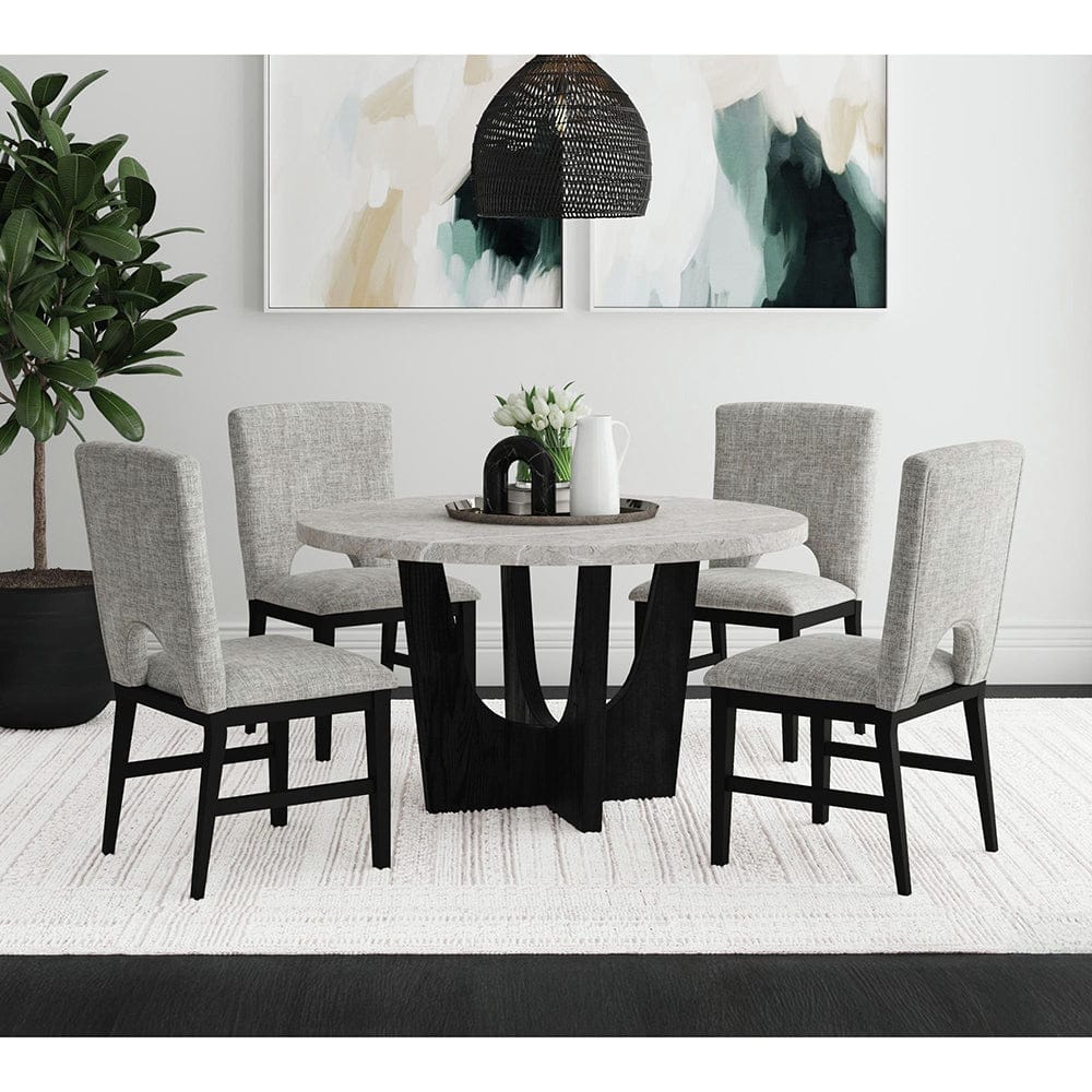 Picket House Furnishings -  Salem 5PC Standard Height Dining Set in Black-Round Table with Grey Faux Marble Top and Four Chairs - D-17380-8-DT2-5PC view 7