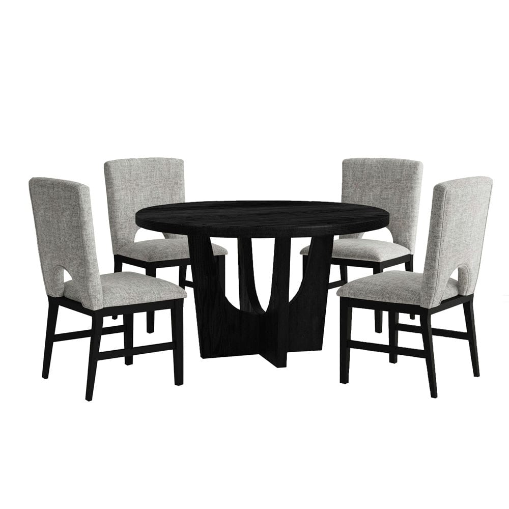 Picket House Furnishings -  Salem 5PC Standard Height Dining Set in Black-Round Table with Wood Top and Four Chairs - D-17380-8-DT1-5PC view 1