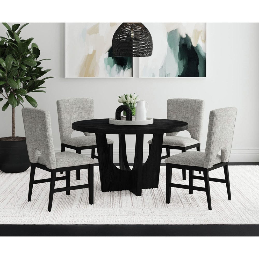 Picket House Furnishings -  Salem 5PC Standard Height Dining Set in Black-Round Table with Wood Top and Four Chairs - D-17380-8-DT1-5PC view 6