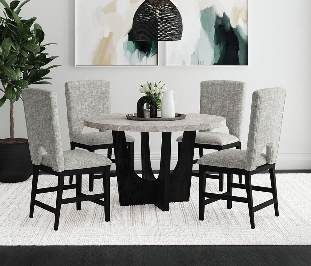 Picket House Furnishings -  Salem Round Counter Table with Grey Faux Marble Top in Black - D-17380-8-CT2 view 4