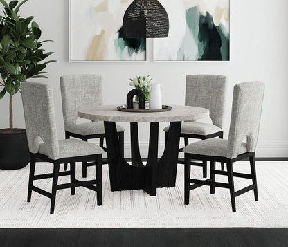 Picket House Furnishings -  Salem Round Counter Table with Grey Faux Marble Top in Black - D-17380-8-CT2 view 4
