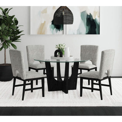 Picket House Furnishings -  Salem Round Dining Table with Glass Top in Black - D-17380-8-DT3 view 4
