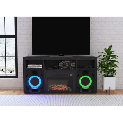 Picket House Furnishings - San Andreas Fireplace with Sound System in Black - LA-14250-8-FP veiw 1