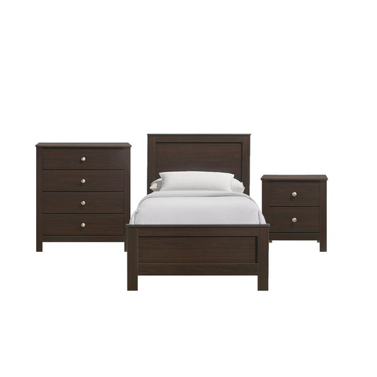 Picket House Furnishings - Santino Twin Panel 3PC Bedroom Set in Espresso - SM590TB3PC veiw 1