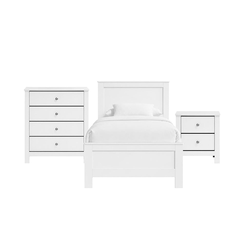 Picket House Furnishings - Santino Twin Panel 3PC Bedroom Set in White - SM790TB3PC view 1