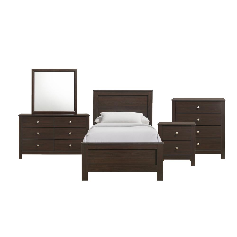 Picket House Furnishings - Santino Twin Panel 5PC Bedroom Set in Espresso - SM590TB5PC veiw 1