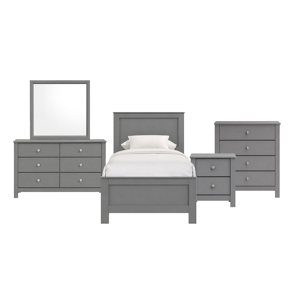 Picket House Furnishings - Santino Twin Panel 5PC Bedroom Set in Grey - SM390TB5PC view 1