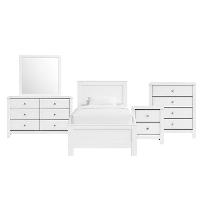 Picket House Furnishings - Santino Twin Panel 5PC Bedroom Set in White - SM790TB5PC view 1