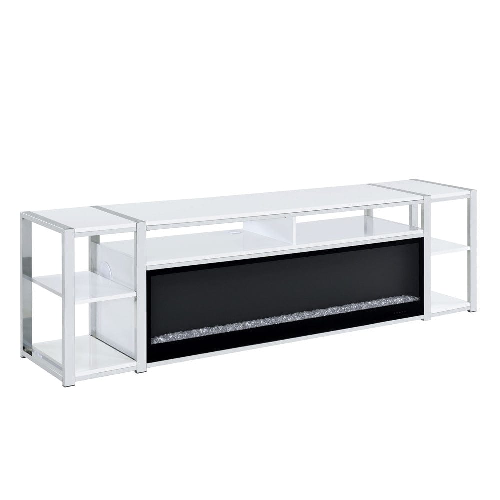 Picket House Furnishings -  Shauna 80" TV Console with Firelight in White - LA-17270-7-FP view 1