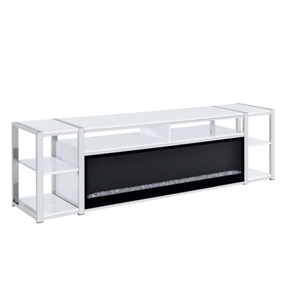 Picket House Furnishings -  Shauna 80" TV Console with Firelight in White - LA-17270-7-FP view 1