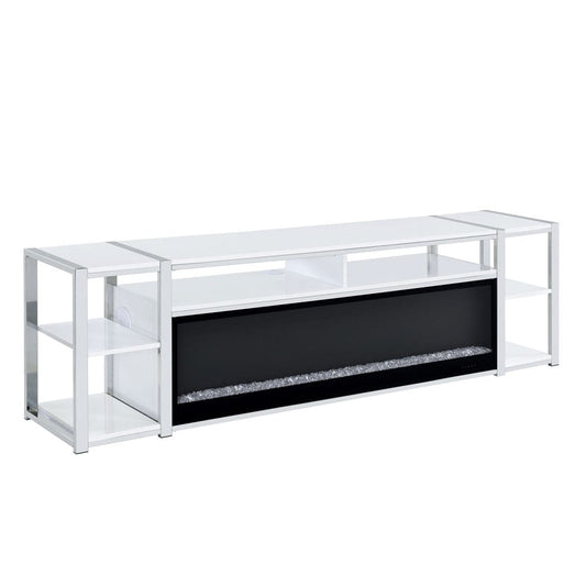 Picket House Furnishings -  Shauna 80" TV Console with Firelight in White - LA-17270-7-FP view 1
