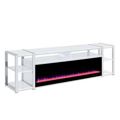 Picket House Furnishings -  Shauna 80" TV Console with Firelight in White - LA-17270-7-FP view 2