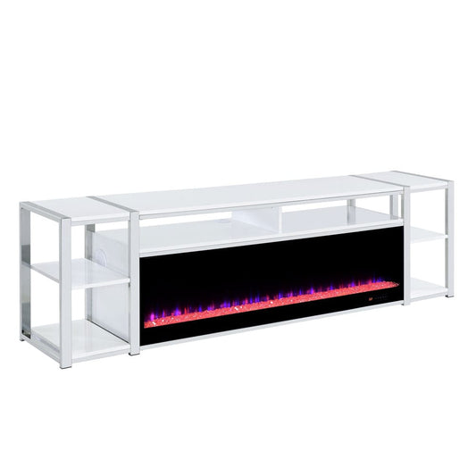 Picket House Furnishings -  Shauna 80" TV Console with Firelight in White - LA-17270-7-FP view 2