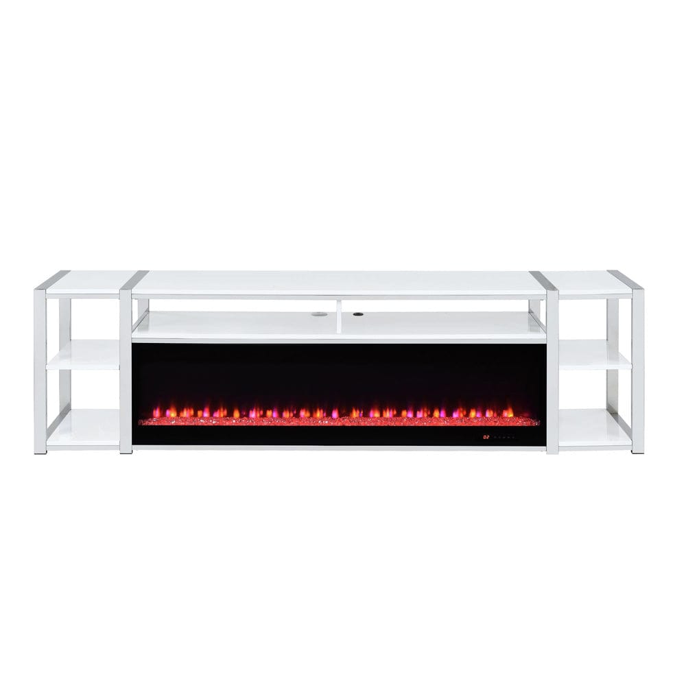 Picket House Furnishings -  Shauna 80" TV Console with Firelight in White - LA-17270-7-FP view 3
