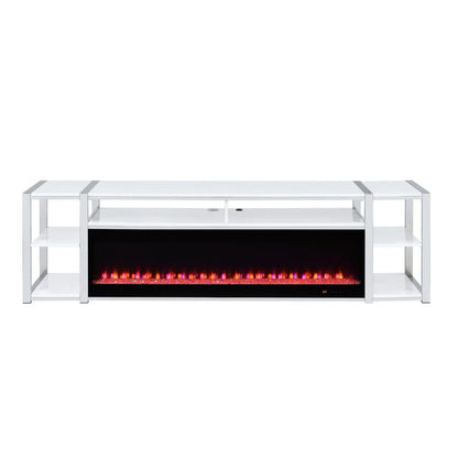 Picket House Furnishings -  Shauna 80" TV Console with Firelight in White - LA-17270-7-FP view 3