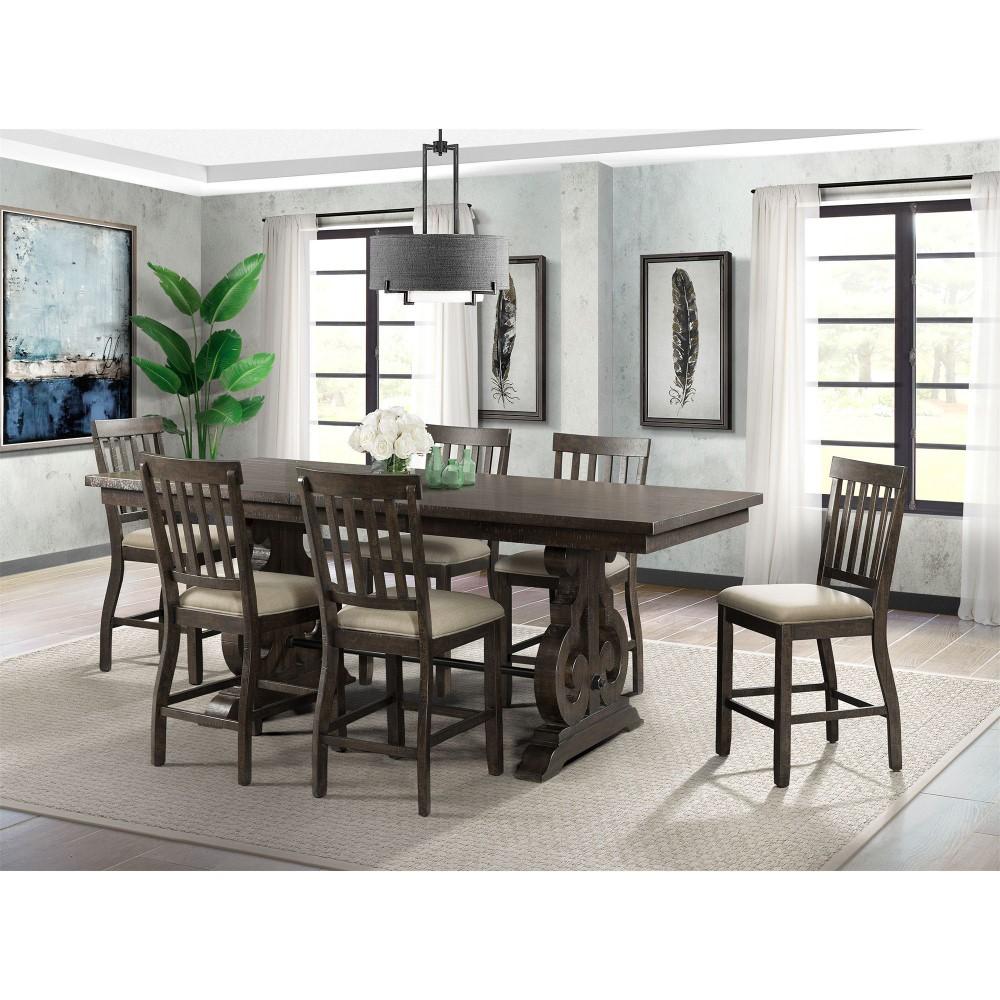 Picket House Furnishings - Stanford Counter Height 7PC Dining Set-Table & Six Slat Back Chairs - DST190C7PC veiw 1