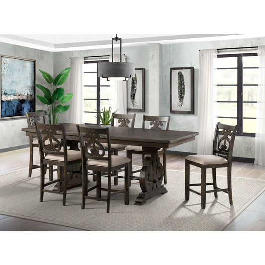 Picket House Furnishings - Stanford Counter Height 7PC Dining Set-Table & Six Swirl Back Chairs - DST195C7PC veiw 1