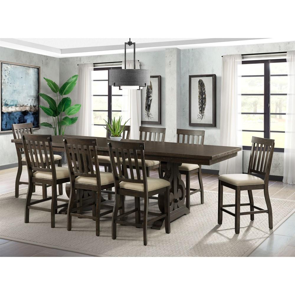 Picket House Furnishings - Stanford Counter Height 9PC Dining Set-Table & Eight Slat Back Chairs - DST190C9PC veiw 1