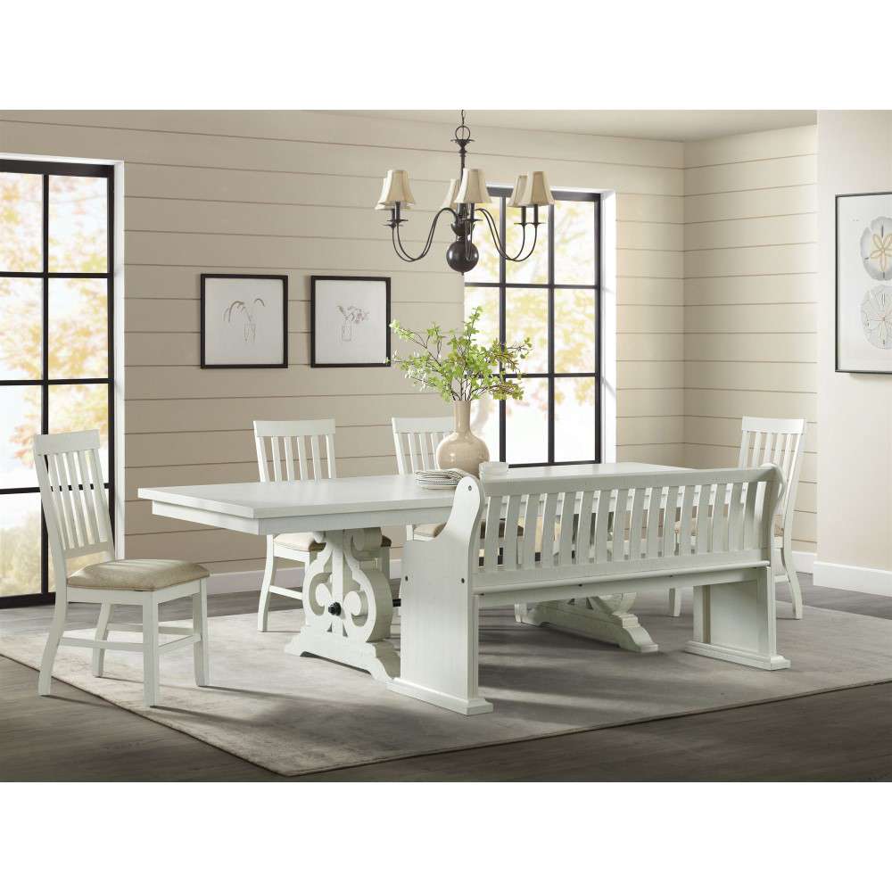 Picket House Furnishings - Stanford Pew Bench in White - DST700PW veiw 2