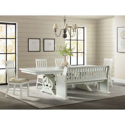 Picket House Furnishings - Stanford Pew Bench in White - DST700PW veiw 2