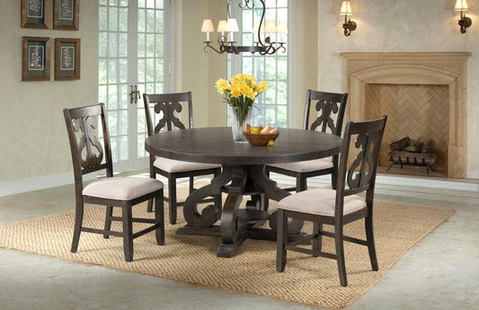 Picket House Furnishings - Stanford Round 5Pc Dining Set Round Table And 4 Chairs in Smokey Walnut - DST1805PC veiw 1