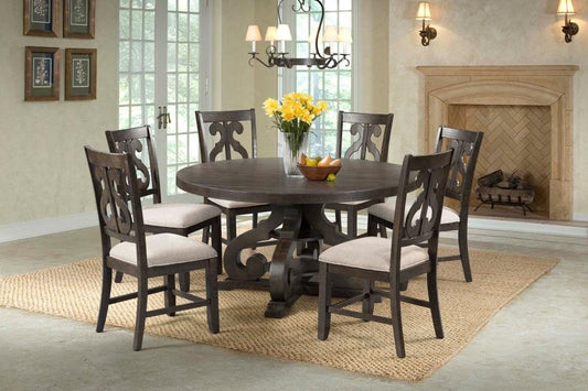 Picket House Furnishings - Stanford Round 7Pc Dining Set Round Table And 6 Chairs in Smokey Walnut - DST1807PC veiw 1
