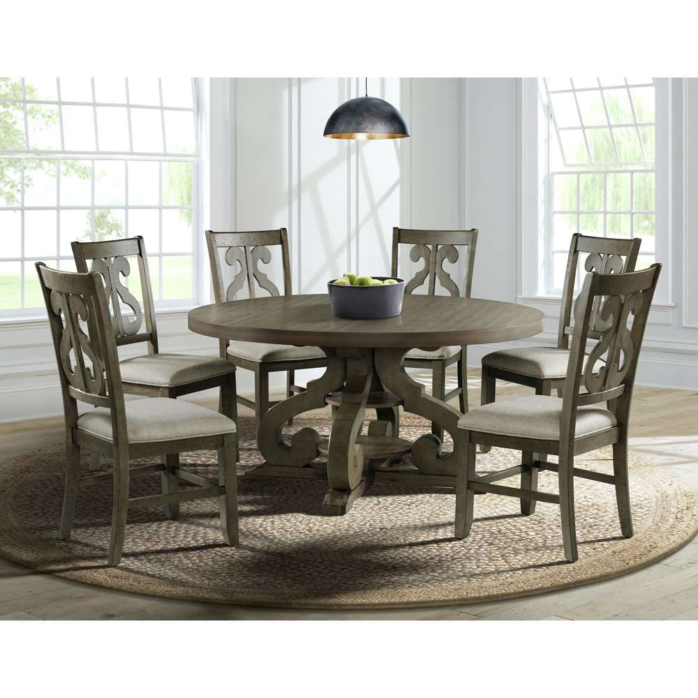 Picket House Furnishings - Stanford Round 7PC Dining Set-Table & Six Chairs - DST3807PC veiw 3