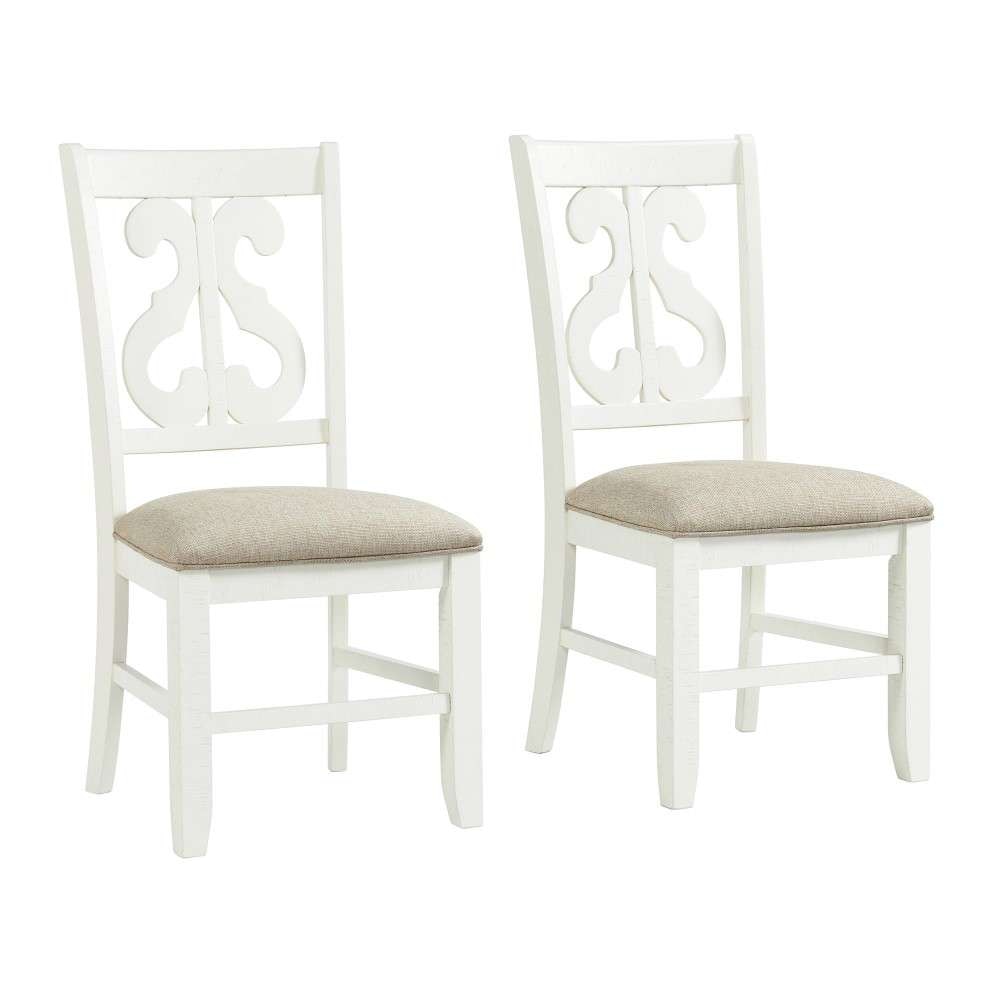 Picket House Furnishings - Stanford Wooden Swirl Back Side Chair in White (Set of 2) - DST750SC veiw 1