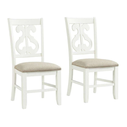 Picket House Furnishings - Stanford Wooden Swirl Back Side Chair in White (Set of 2) - DST750SC veiw 1