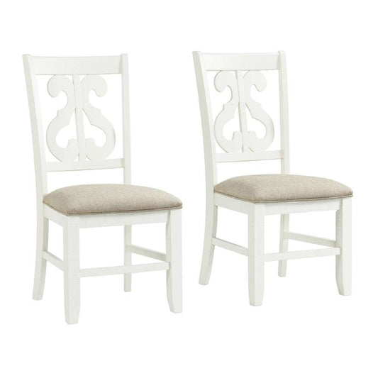 Picket House Furnishings - Stanford Wooden Swirl Back Side Chair in White (Set of 2) - DST750SC veiw 1