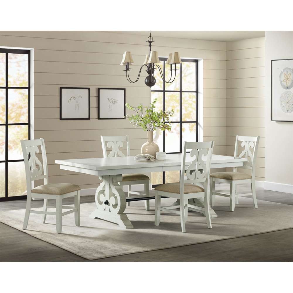 Picket House Furnishings - Stanford Wooden Swirl Back Side Chair in White (Set of 2) - DST750SC veiw 3