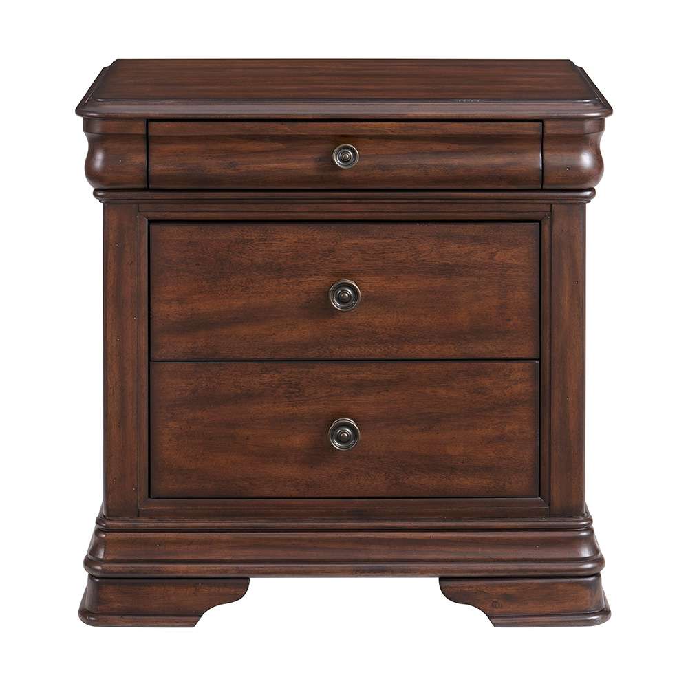 Picket House Furnishings - Stark 3-Drawer Nightstand With USB in Cherry - B-5210-5-NS veiw 2