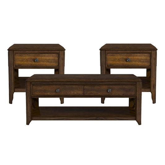 Picket House Furnishings - Stark 3PC Occasional Table Set in Cherry-Coffee Table & Two End Table - T-5210-5-ET-3PC veiw 1