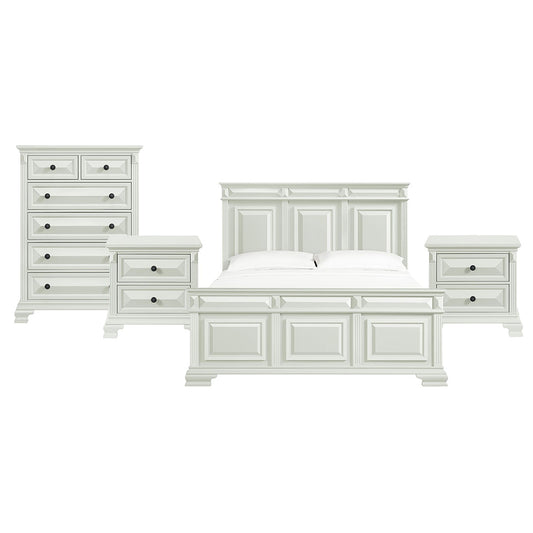 Picket House Furnishings - Sumner King 4PC Bedroom Set in Antique White - B-10980-7-KB-NSCH view 1