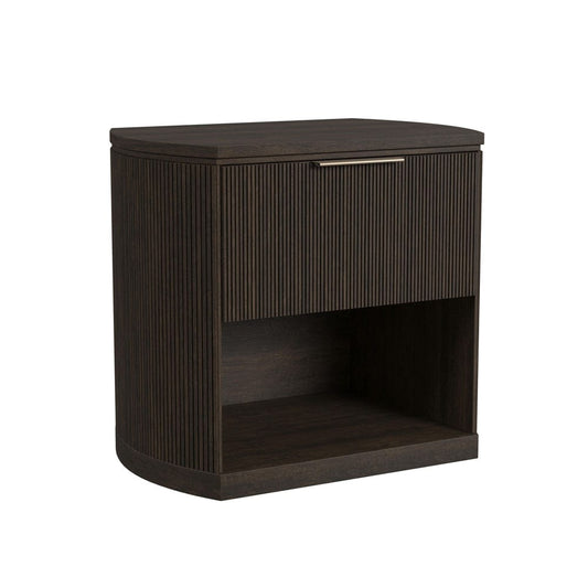 Picket House Furnishings - Sutton 1-Drawer Nightstand with Touch Light in Dark Brown LED - B-16000-5-NS view 1