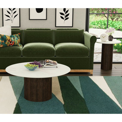 Picket House Furnishings - Sutton 2PC Occasional Table Set with White Faux Marble Top and Base in Dark Brown-Coffee Table & End Table - T-16000-5-2PC
