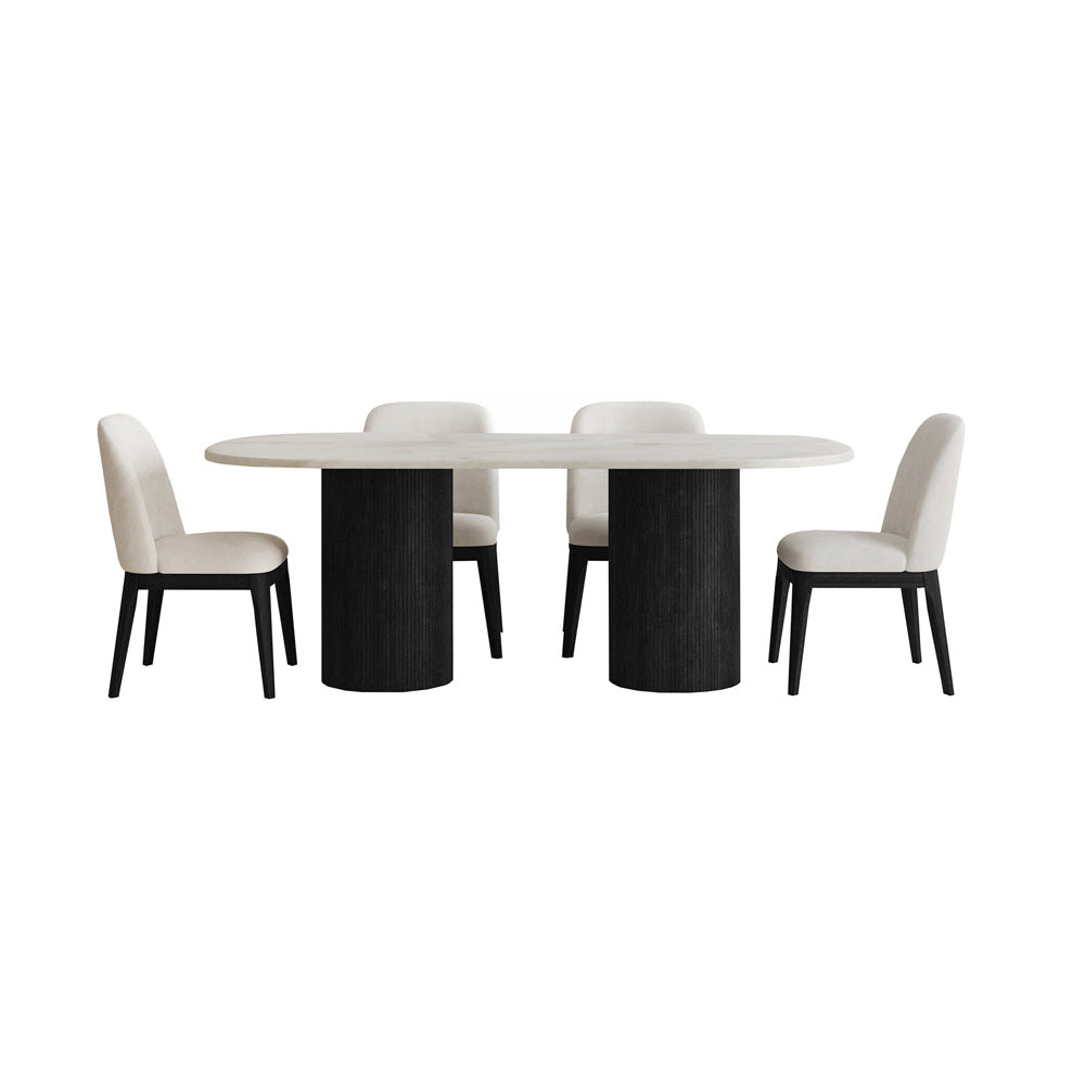 Picket House Furnishings - Sutton  5PC Standard Height Dining Set in Black with Grain-Oval Table and Four Chairs - D-16000-8W-DT-5PC view 1