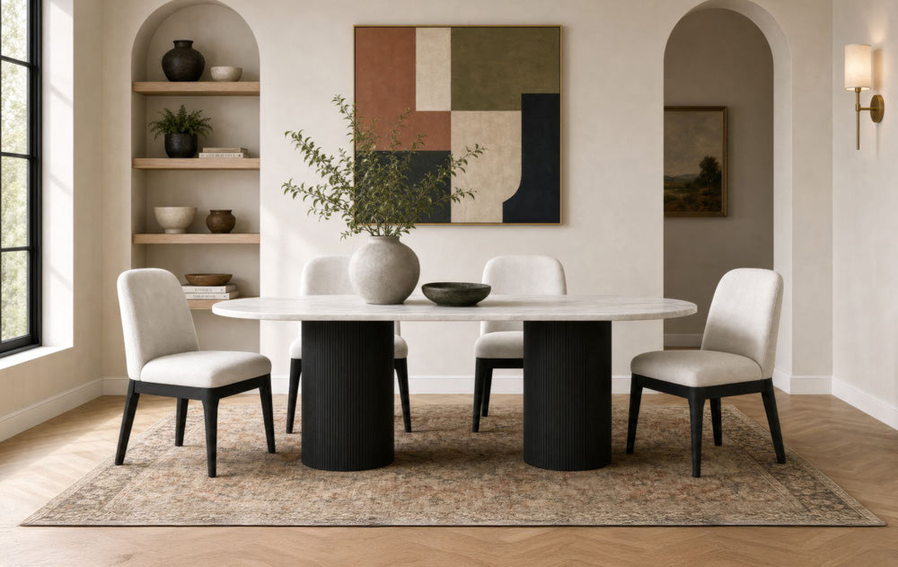 Picket House Furnishings - Sutton  5PC Standard Height Dining Set in Black with Grain-Oval Table and Four Chairs - D-16000-8W-DT-5PC view 9