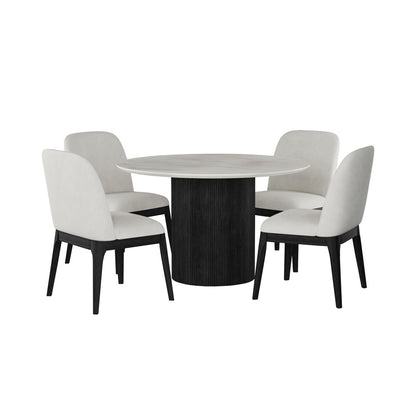Picket House Furnishings - Sutton  5PC Standard Height Dining Set in Black with Grain-Round Table and Four Chairs - D-16000-8W-RDT-5PC view 1