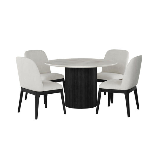 Picket House Furnishings - Sutton  5PC Standard Height Dining Set in Black with Grain-Round Table and Four Chairs - D-16000-8W-RDT-5PC view 1